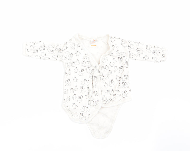 Pusblu Boys White Animal Print  Romper One-Piece Size 3-6 Months  - Penguin Print