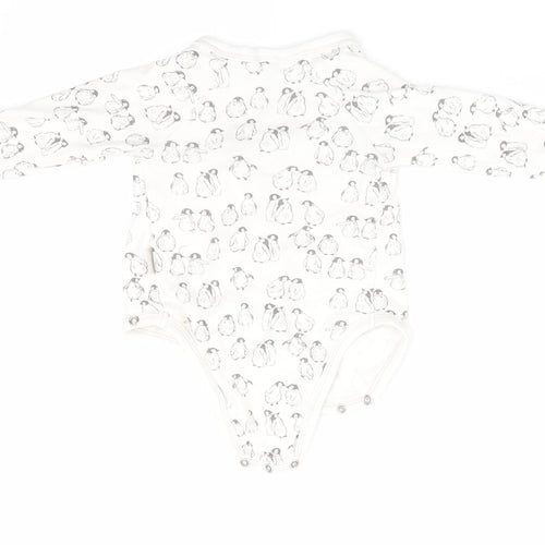 Pusblu Boys White Animal Print  Romper One-Piece Size 3-6 Months  - Penguin Print