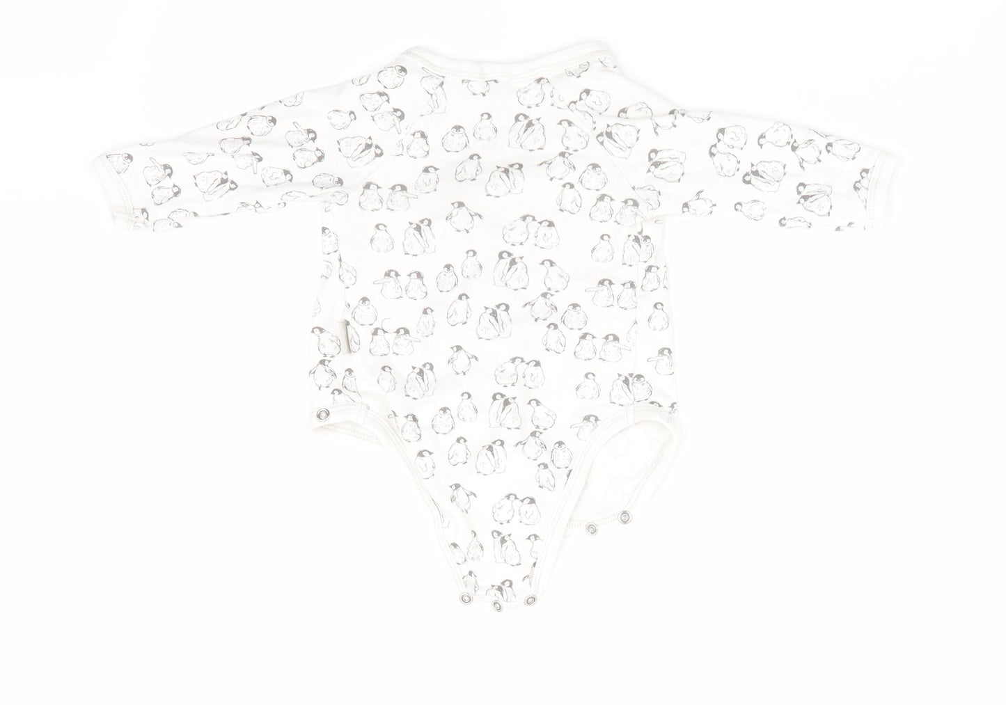 Pusblu Boys White Animal Print  Romper One-Piece Size 3-6 Months  - Penguin Print