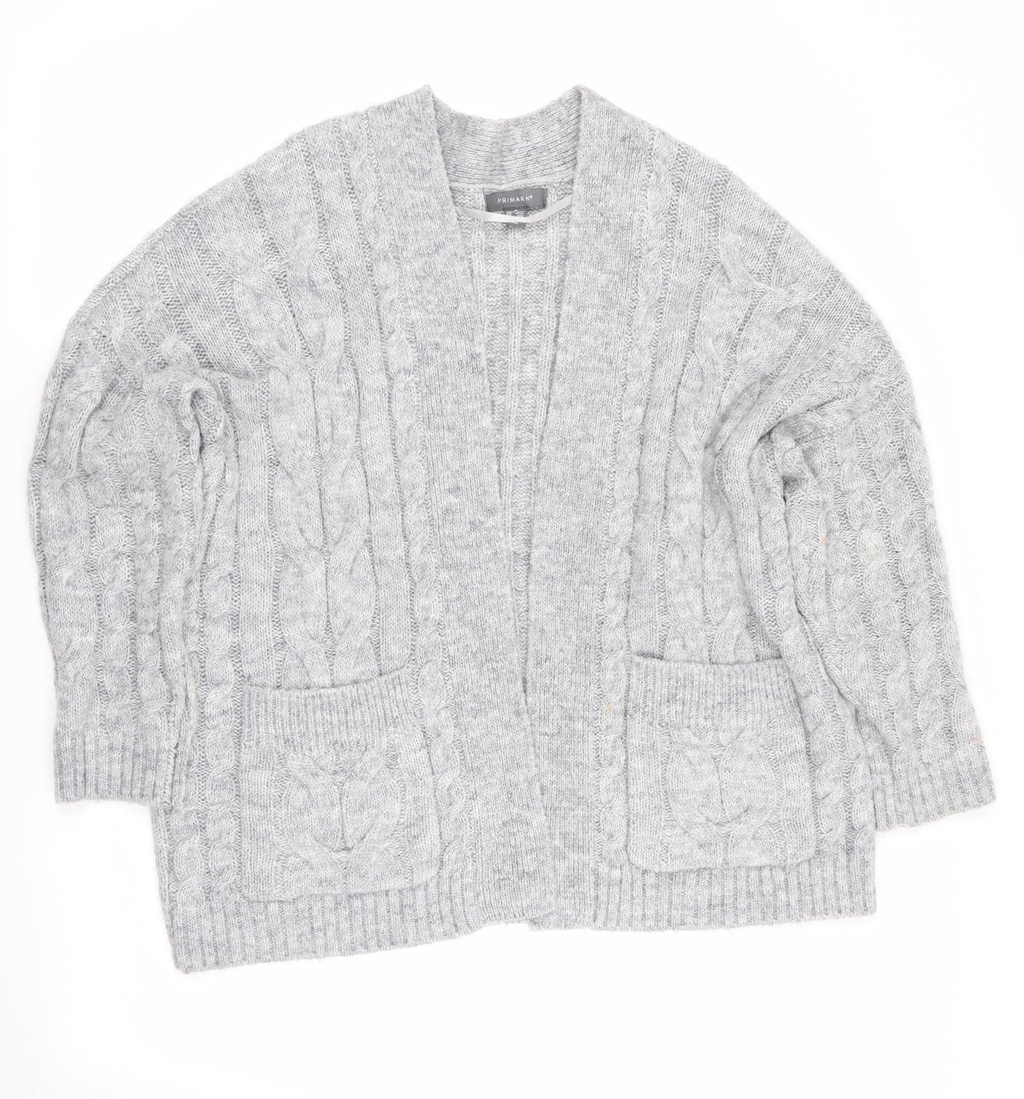 Primark Womens Grey   Cardigan Jumper Size M  - Cable knit