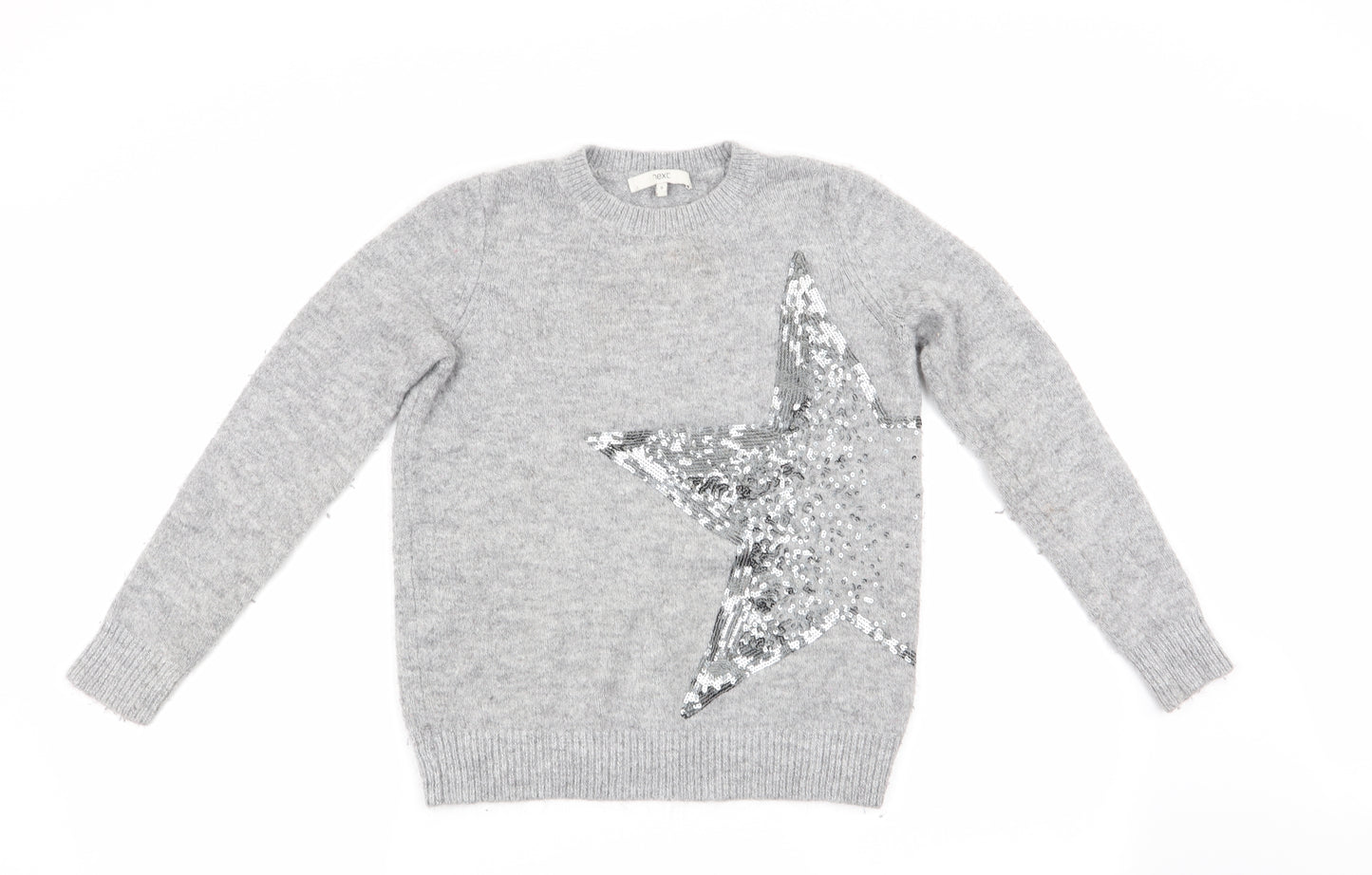 NEXT Womens Grey   Pullover Jumper Size 8  - Sequinned Star