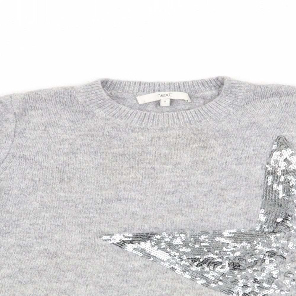 NEXT Womens Grey   Pullover Jumper Size 8  - Sequinned Star