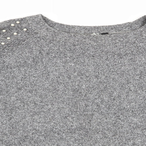 Intuition Womens Grey   Pullover Jumper Size 8  - Beaded shoulders
