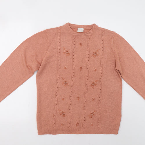 Classics Womens Pink Floral  Pullover Jumper Size 14