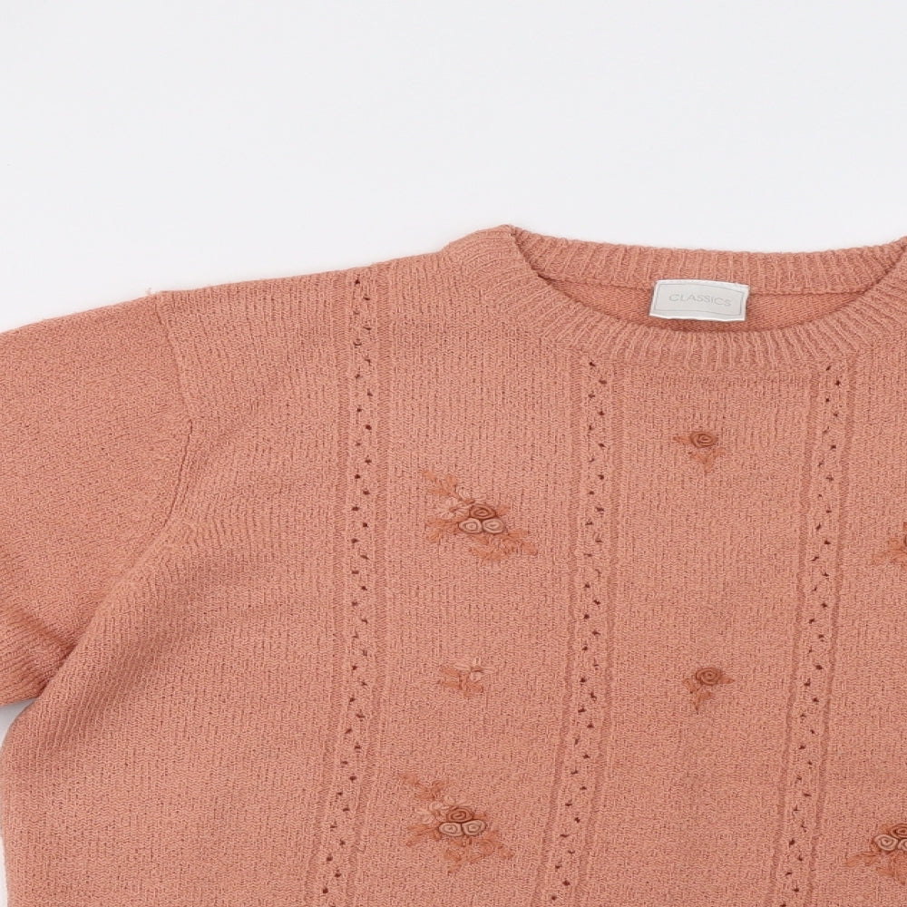 Classics Womens Pink Floral  Pullover Jumper Size 14
