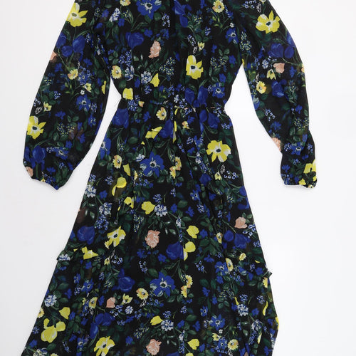 Dorothy Perkins Womens Black Floral  A-Line  Size 8