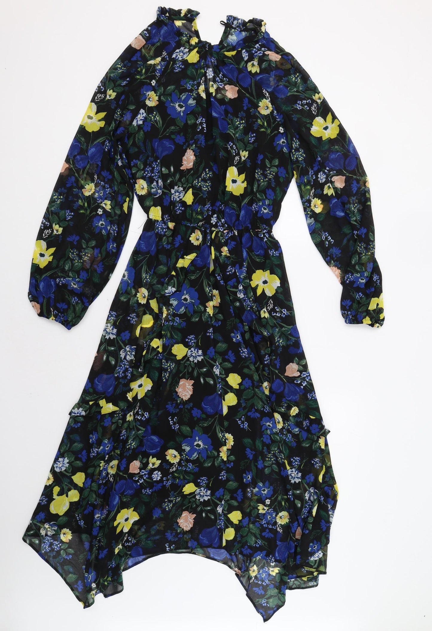 Dorothy Perkins Womens Black Floral  A-Line  Size 8