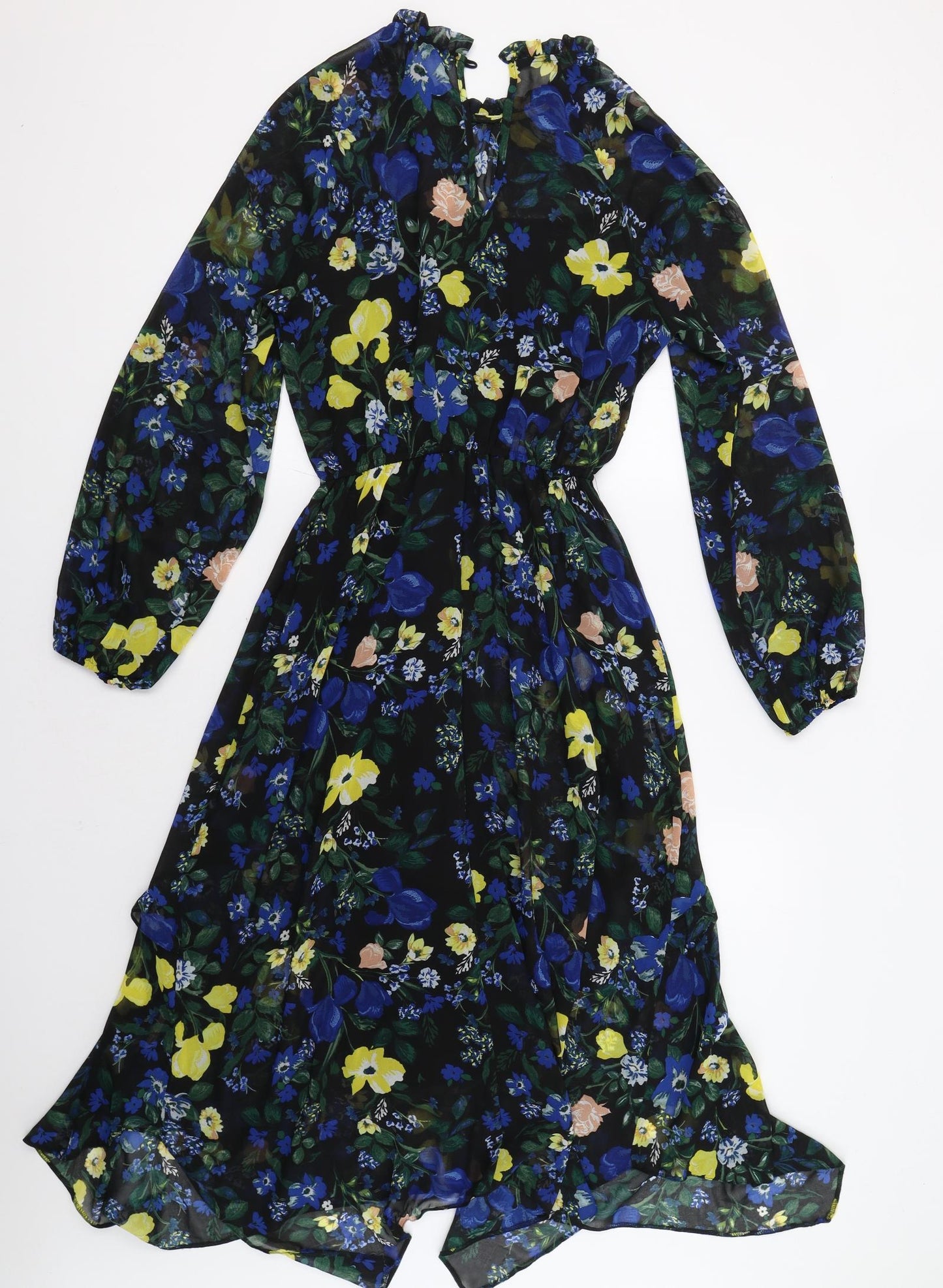 Dorothy Perkins Womens Black Floral  A-Line  Size 8