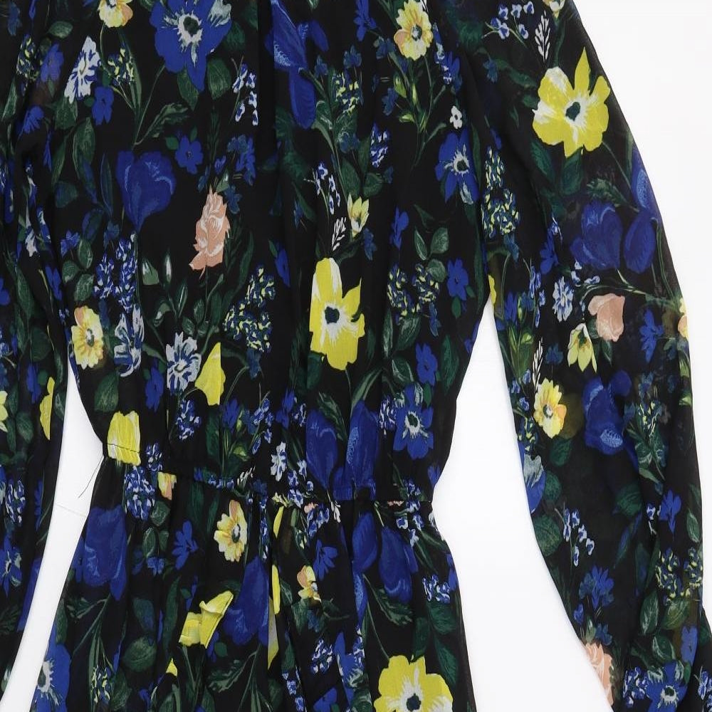Dorothy Perkins Womens Black Floral  A-Line  Size 8