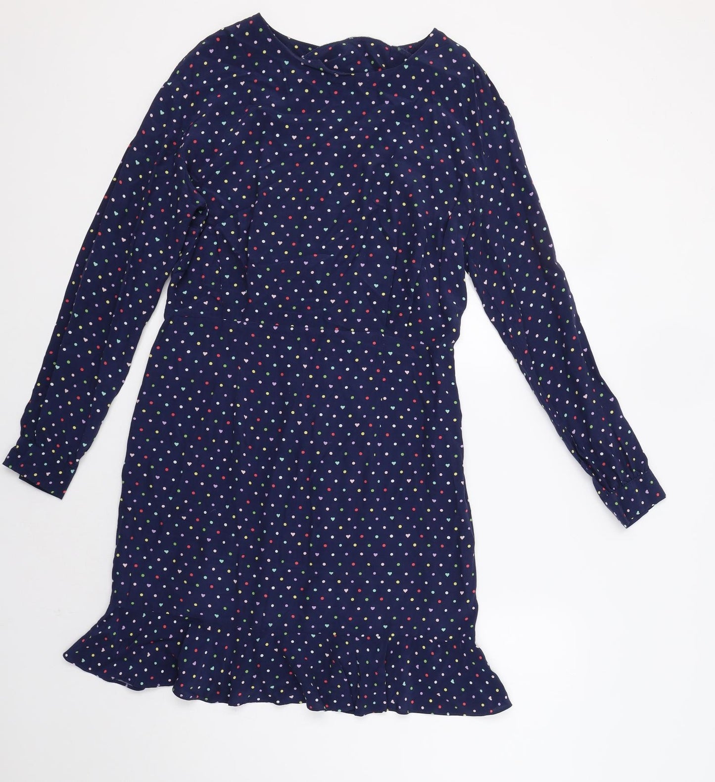 Oliver Bonas Womens Blue Polka Dot  Fit & Flare  Size 10