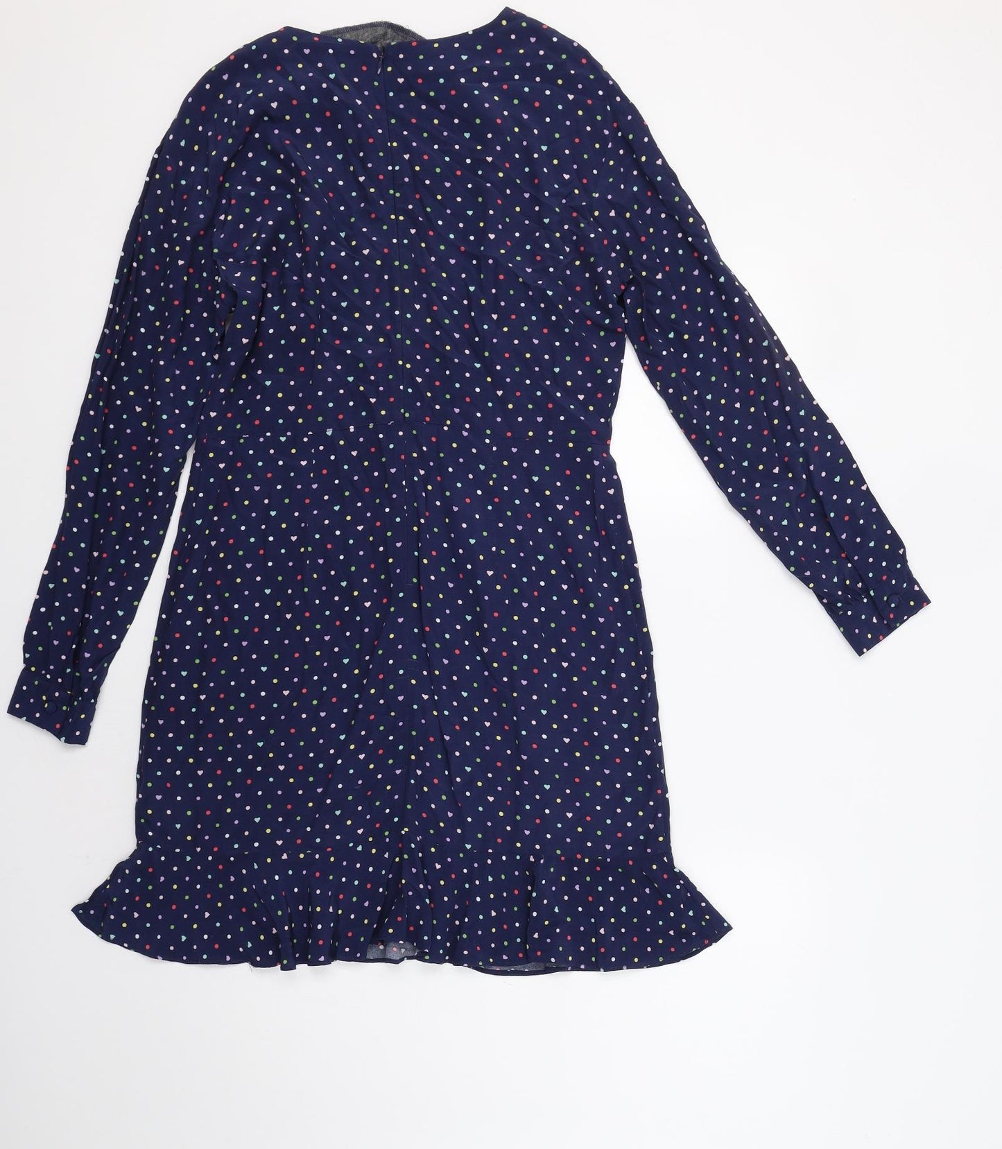 Oliver Bonas Womens Blue Polka Dot  Fit & Flare  Size 10