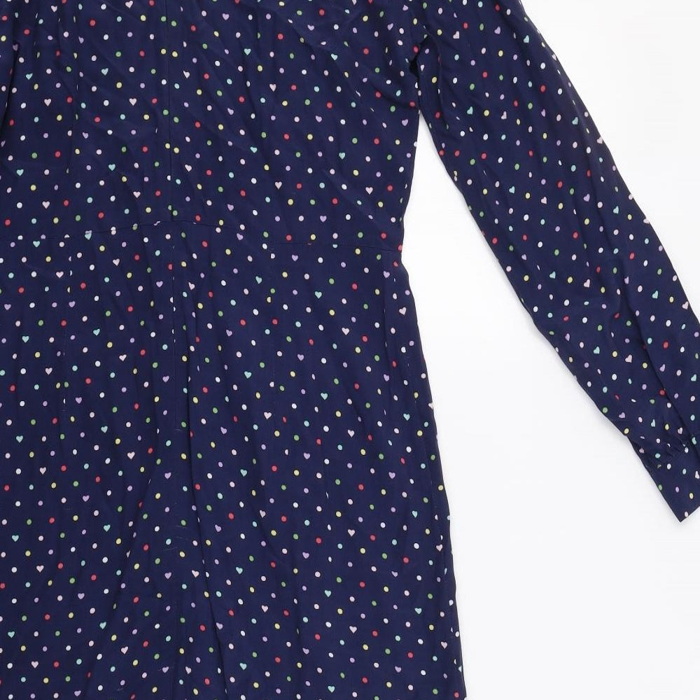 Oliver Bonas Womens Blue Polka Dot  Fit & Flare  Size 10