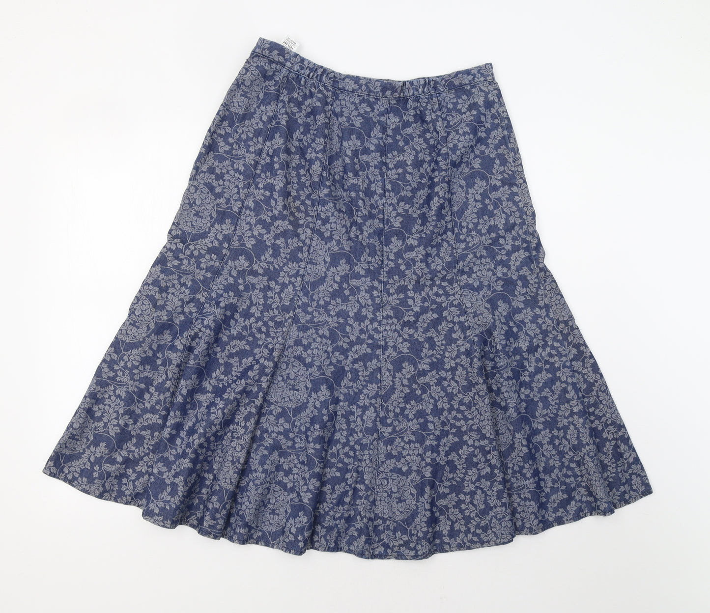 M&S Womens Blue Floral  A-Line Skirt Size 12