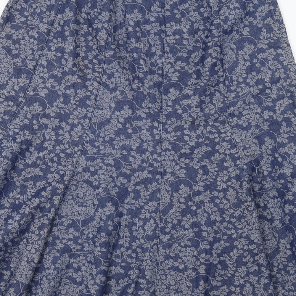 M&S Womens Blue Floral  A-Line Skirt Size 12