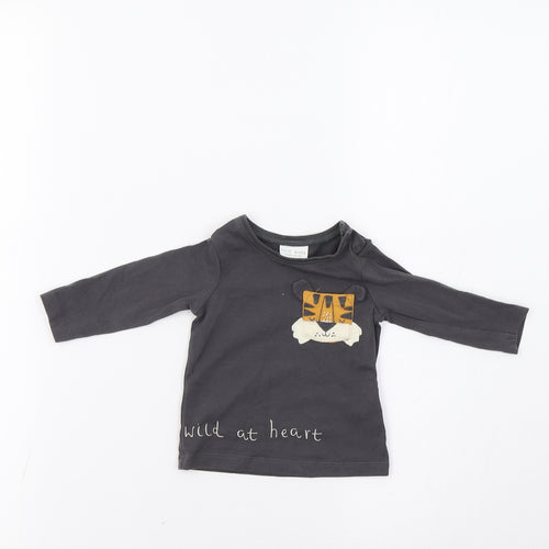 NEXT Baby Grey   Basic T-Shirt Size 0-3 Months  - Tiger