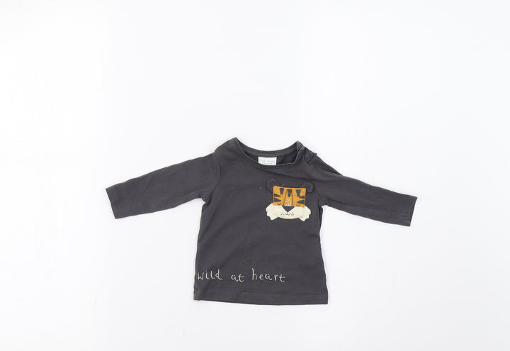 NEXT Baby Grey Basic T-Shirt Size 0-3 Months - Tiger