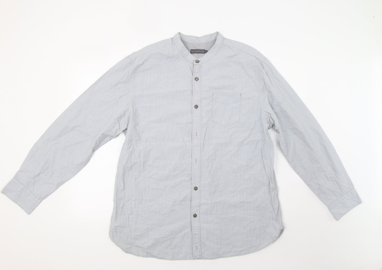 John Rocha Mens Grey Striped   Button-Up Size L