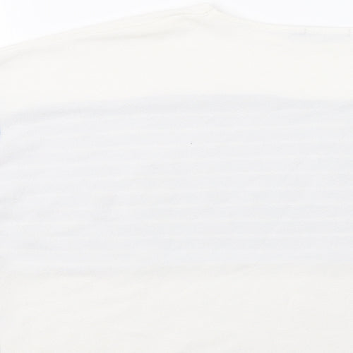 Boohoo Womens White Striped  Basic Blouse Size 12