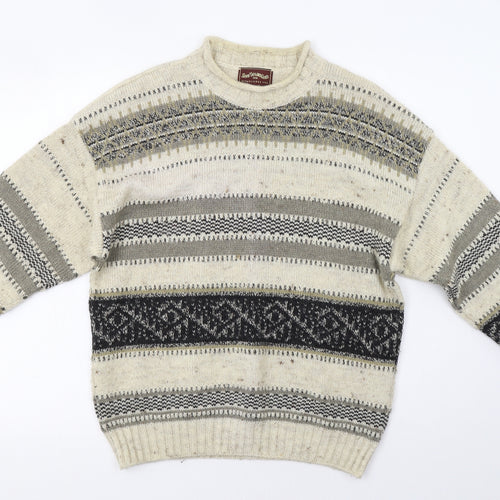 Savoy Taylors Guild Mens Beige Fair Isle  Pullover Jumper Size M