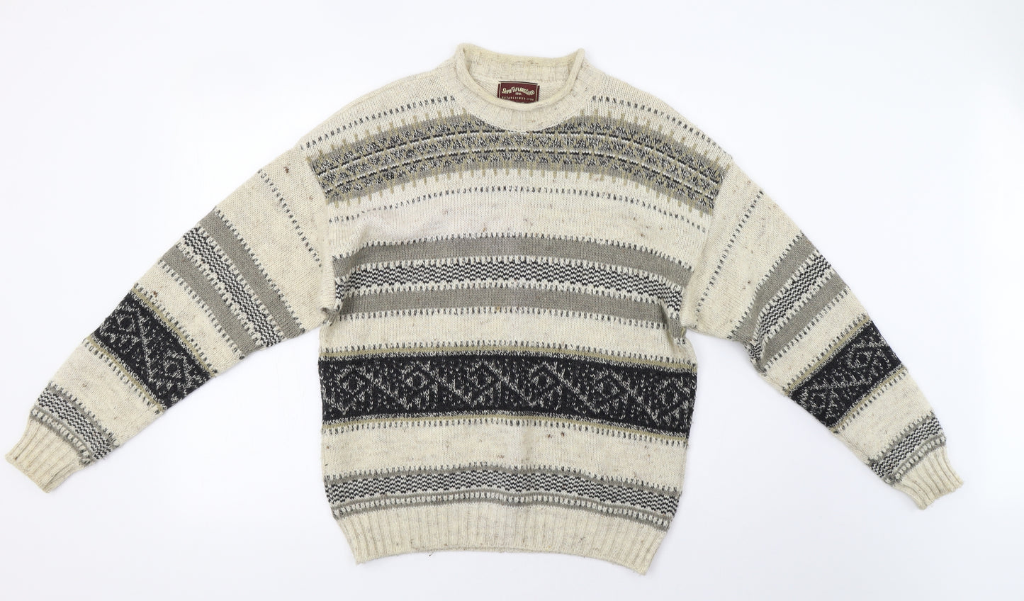 Savoy Taylors Guild Mens Beige Fair Isle  Pullover Jumper Size M