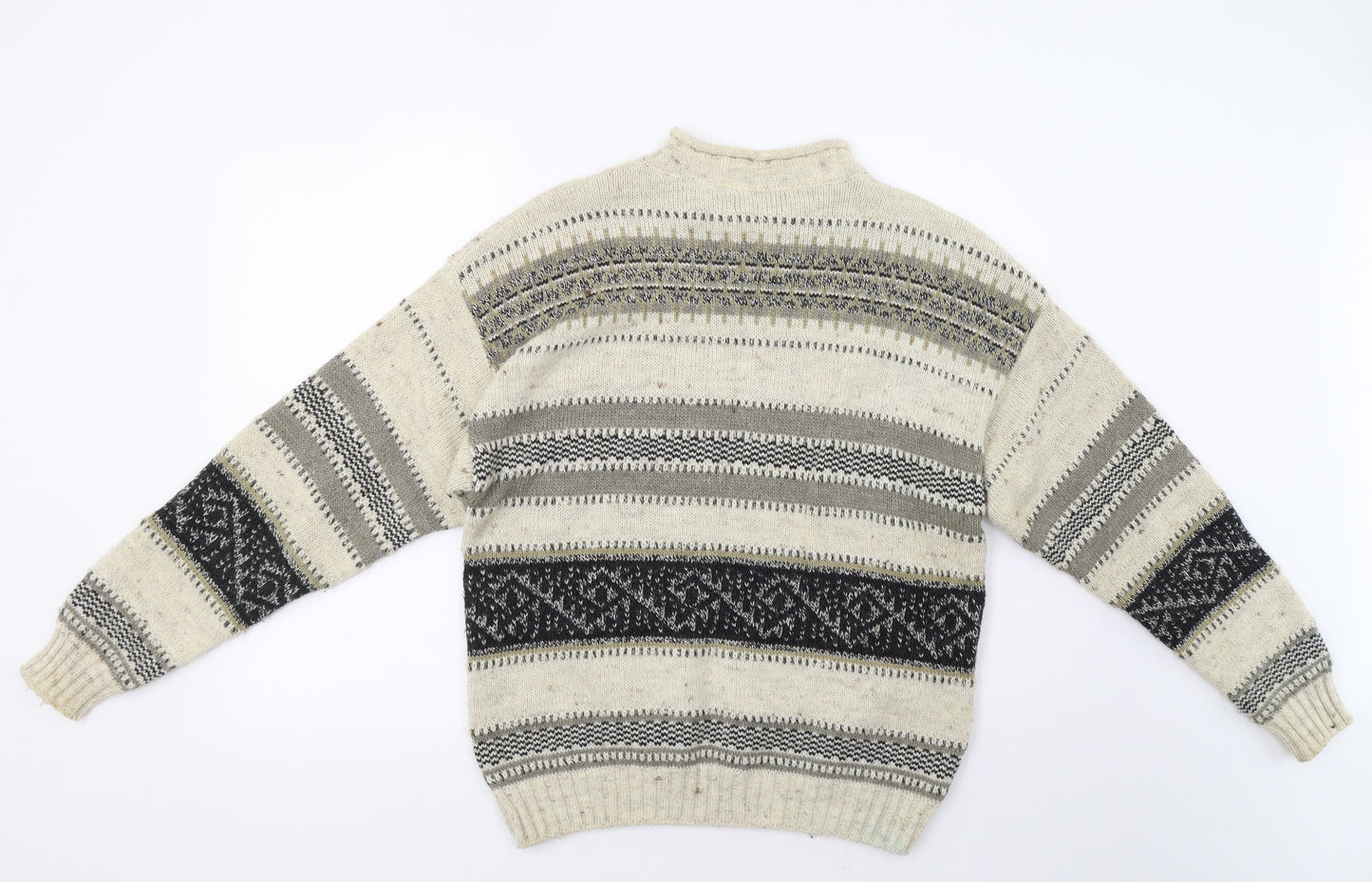 Savoy Taylors Guild Mens Beige Fair Isle  Pullover Jumper Size M