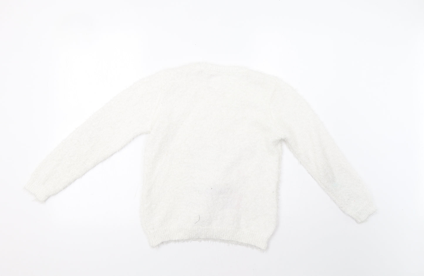 F&F Girls White   Pullover Jumper Size 9-10 Years  - Rudolph Christmas