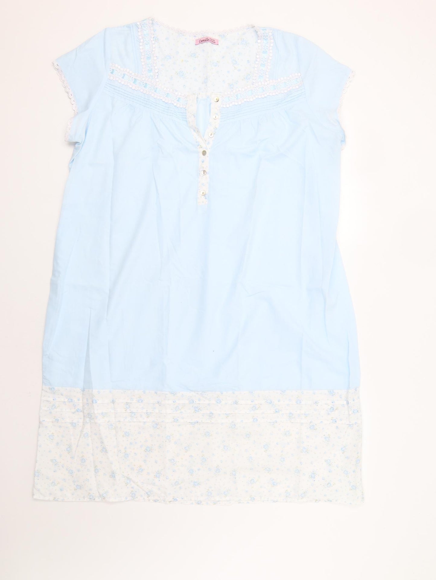 Camille Womens Blue Floral  Chemise Gown Size 20