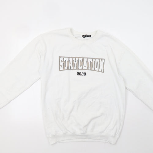 PRETTYLITTLETHING Womens White   Pullover Sweatshirt Size M  - Staycation