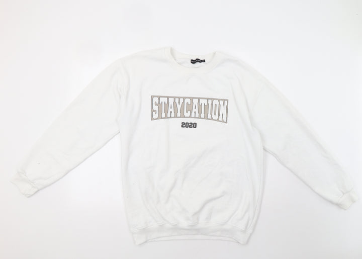 PRETTYLITTLETHING Womens White Pullover Sweatshirt Size M - Staycation