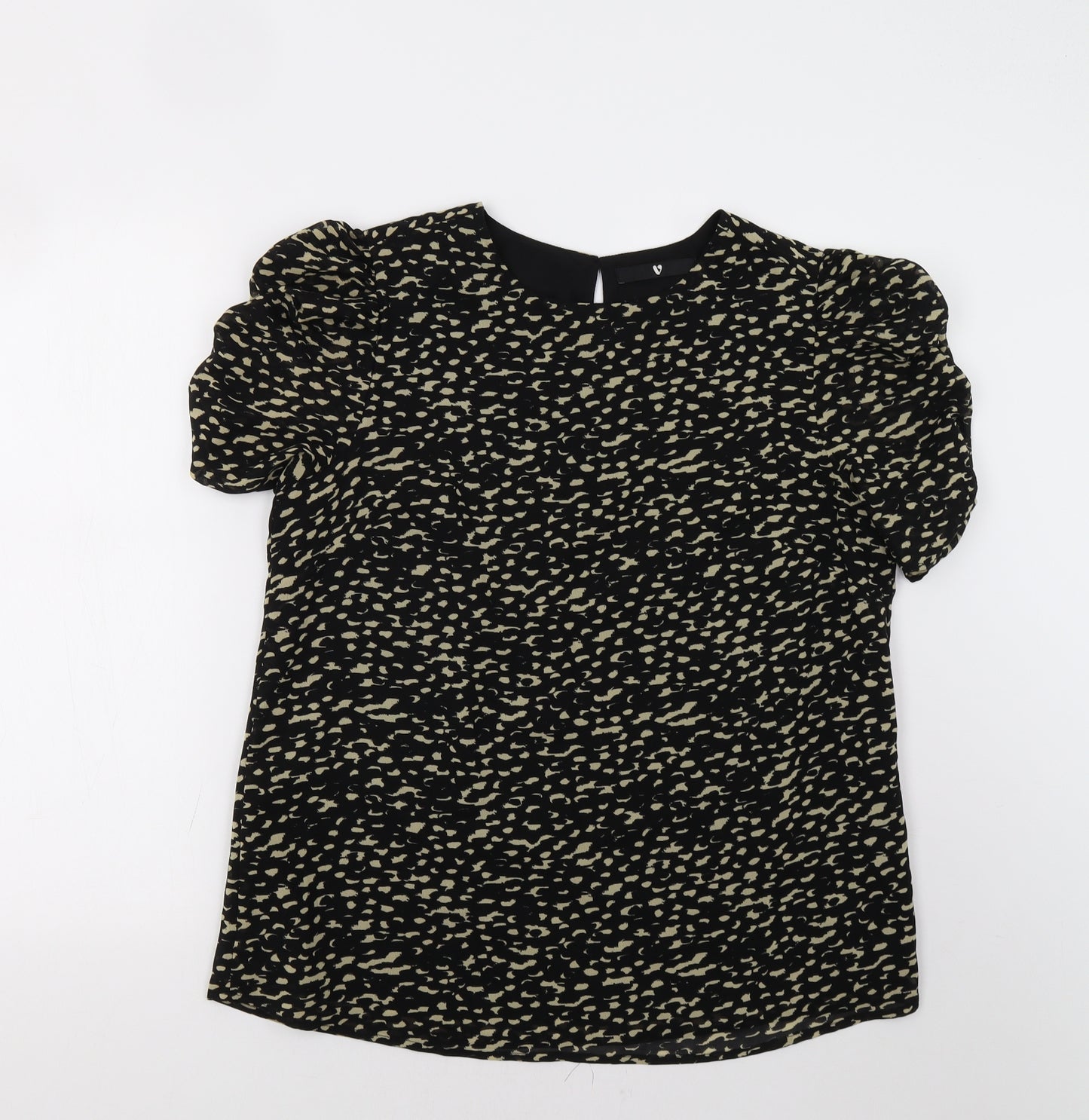 Very Womens Black Animal Print  Basic Blouse Size 16