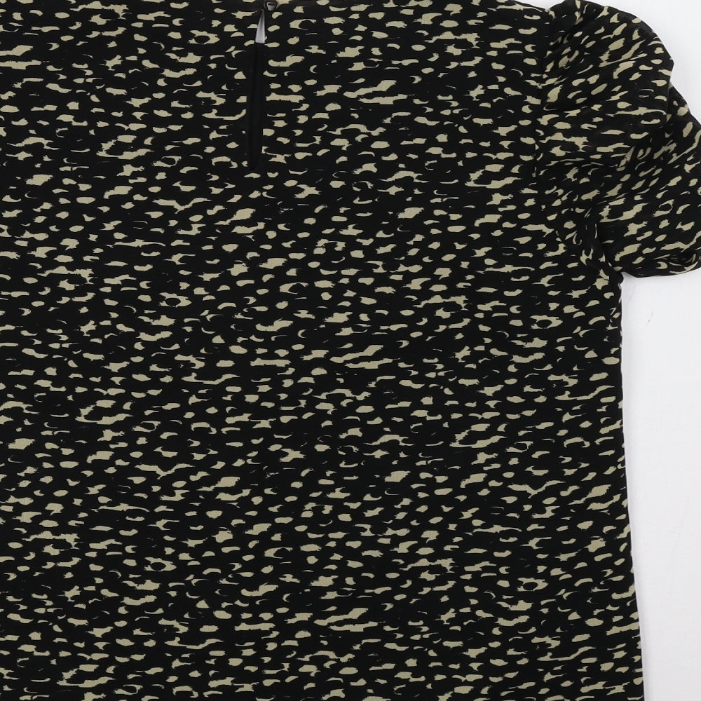 Very Womens Black Animal Print  Basic Blouse Size 16