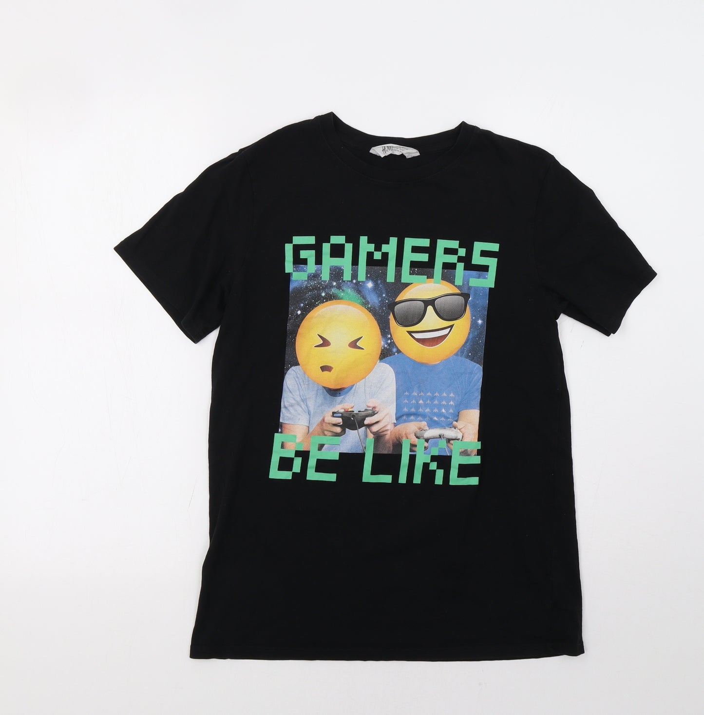 H&M Girls Black   Basic T-Shirt Size 12-13 Years  - Gamers