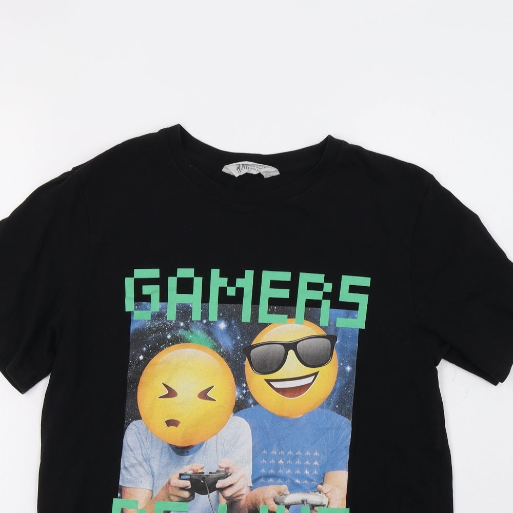 H&M Girls Black   Basic T-Shirt Size 12-13 Years  - Gamers