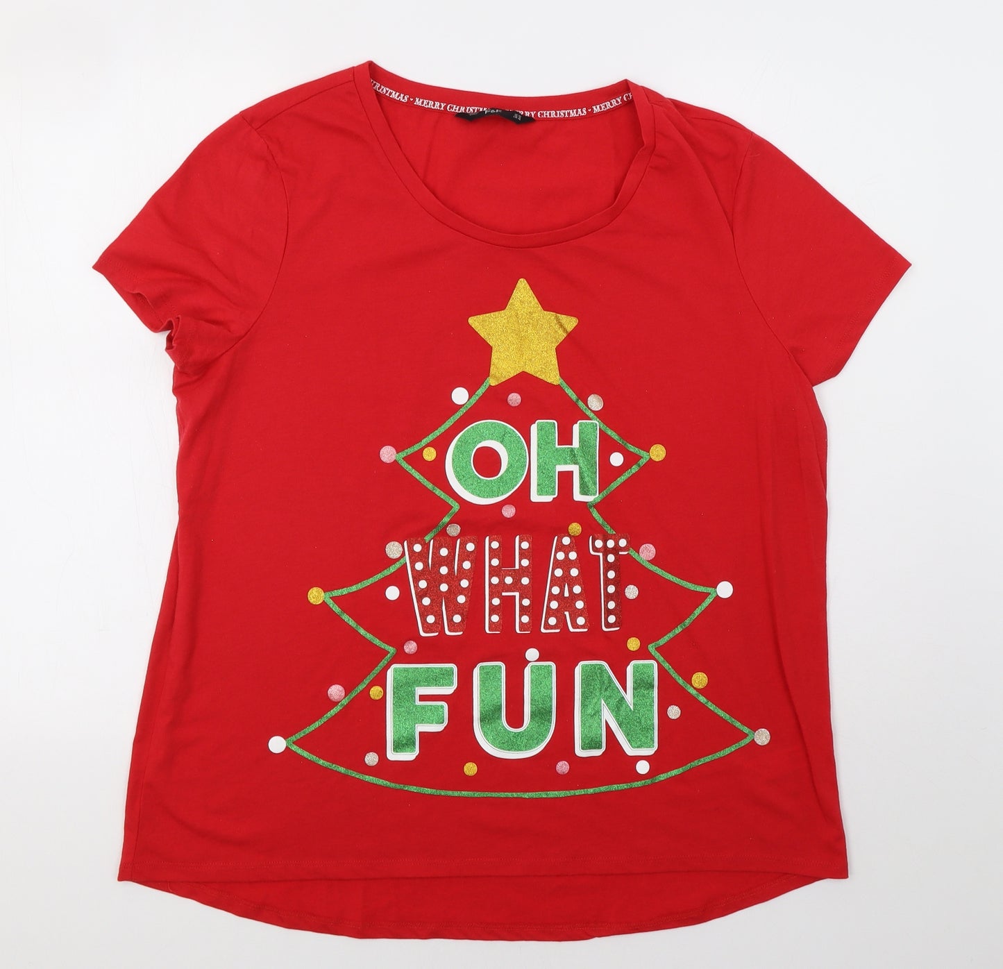 F&F Womens Red   Tunic T-Shirt Size 20  - Christmas Top