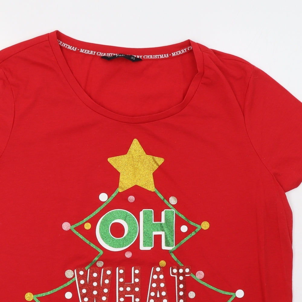 F&F Womens Red   Tunic T-Shirt Size 20  - Christmas Top