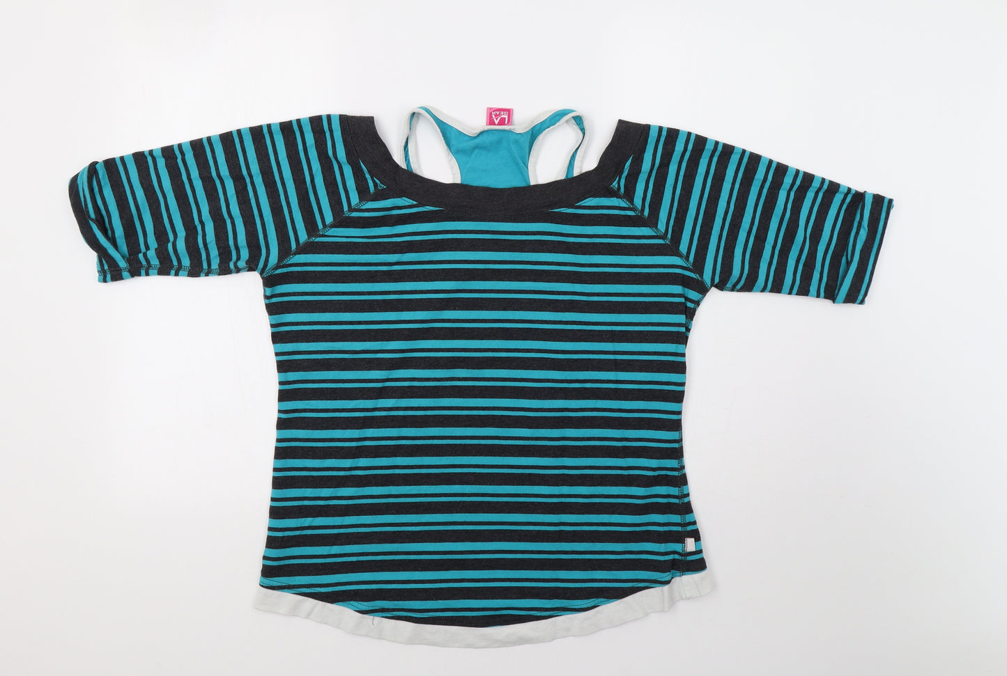 LA Gear Womens Green Striped  Basic Blouse Size 20