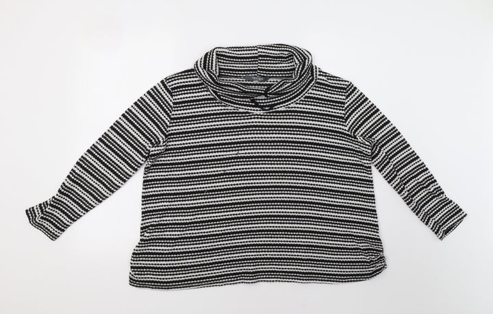 COIN 1804 Womens Black Striped  Basic Blouse Size 2XL