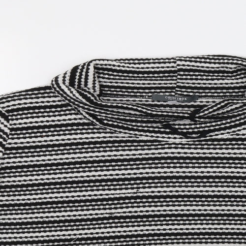 COIN 1804 Womens Black Striped  Basic Blouse Size 2XL