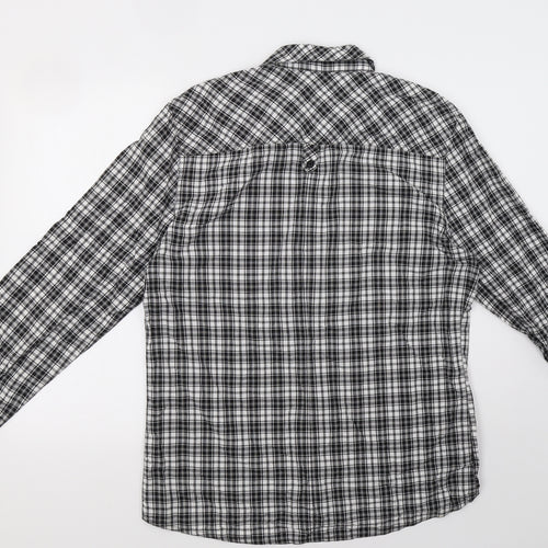 H&M Mens Black Check   Button-Up Size L