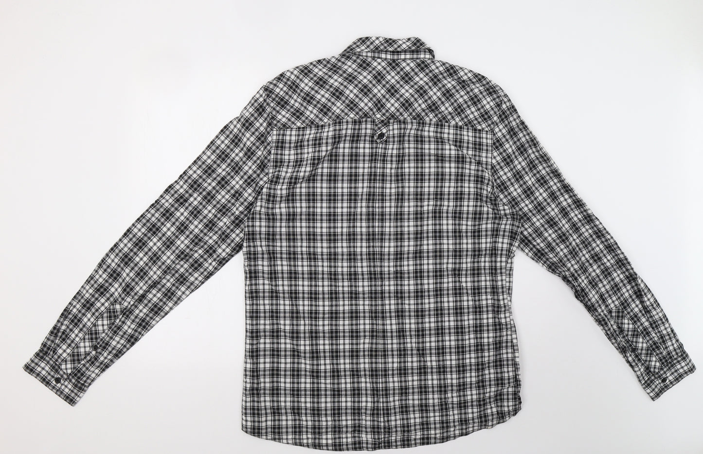 H&M Mens Black Check   Button-Up Size L