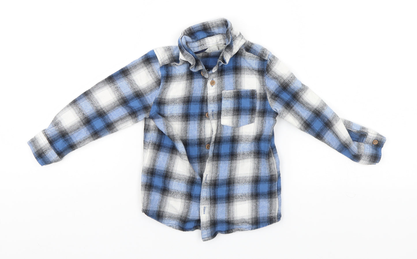 Primark Boys Blue Plaid  Basic Button-Up Size 2-3 Years