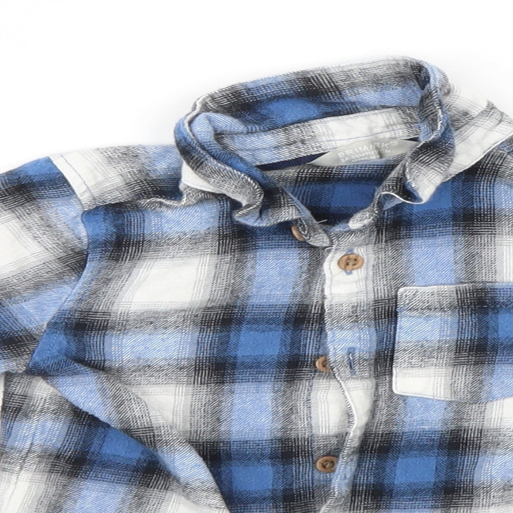 Primark Boys Blue Plaid  Basic Button-Up Size 2-3 Years
