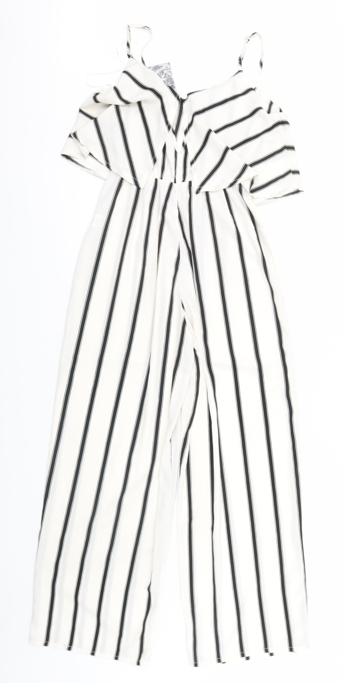 Atmosphere Womens White Striped  Jumpsuit One-Piece Size 6 L26 in