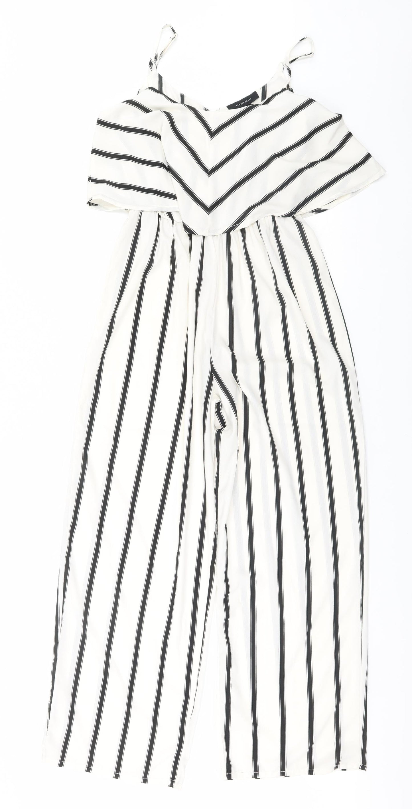 Atmosphere Womens White Striped  Jumpsuit One-Piece Size 6 L26 in