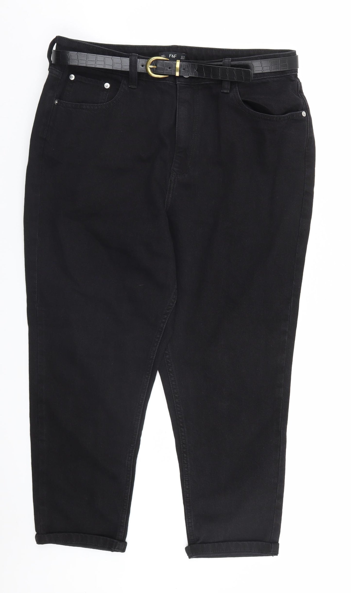 F&F Womens Black   Trousers  Size 16 L24 in