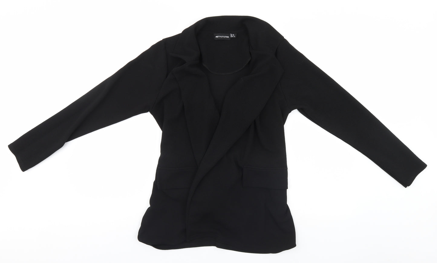 PRETTYLITTLETHING Womens Black   Overcoat Jacket Size 12