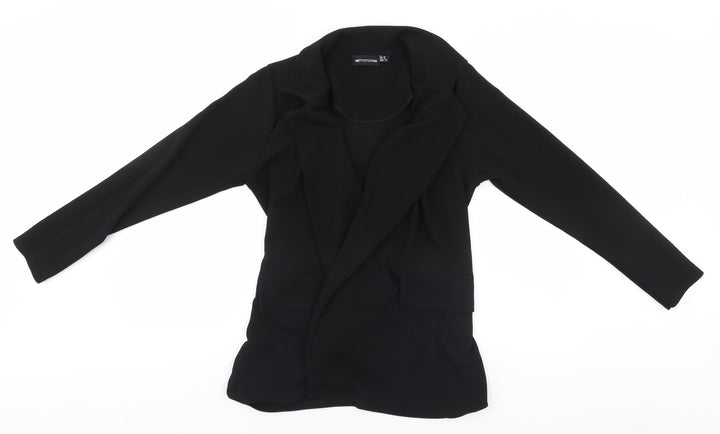 PRETTYLITTLETHING Womens Black   Overcoat Jacket Size 12