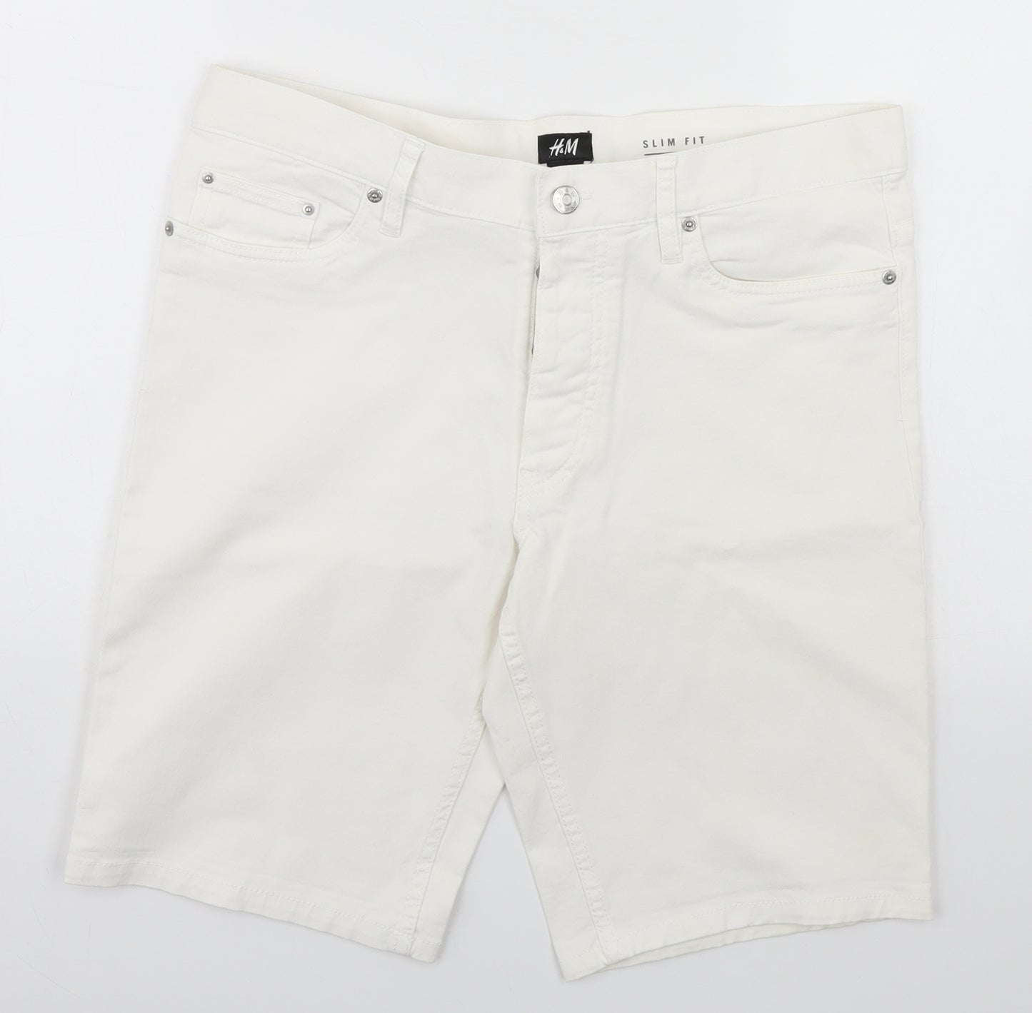 H&M Womens White   Dungaree Shorts Shorts Size 32