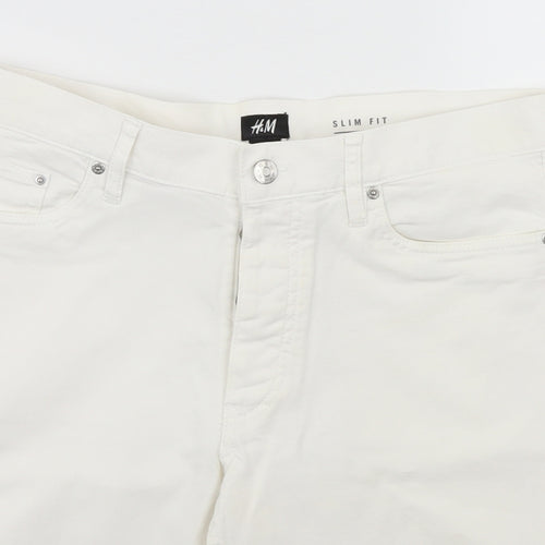 H&M Womens White   Dungaree Shorts Shorts Size 32