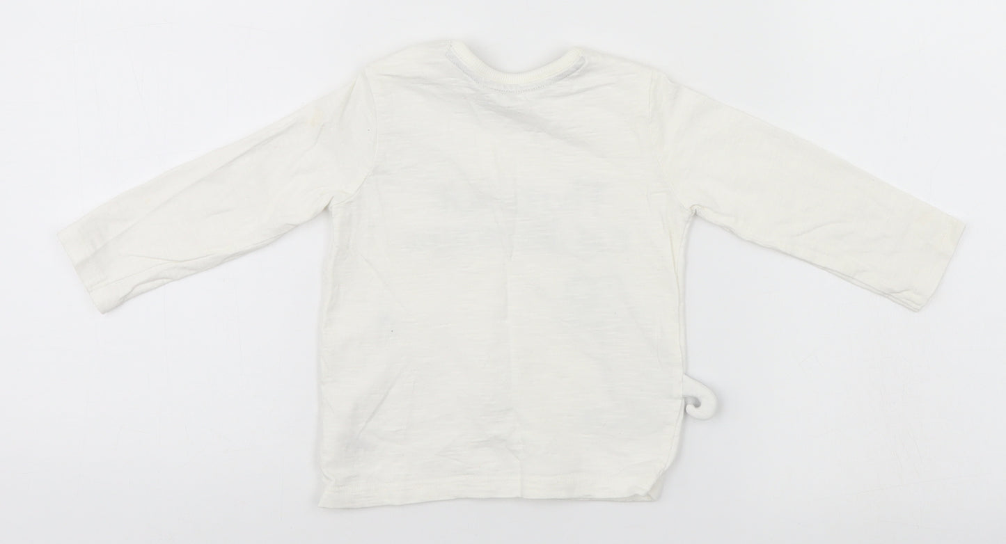 George Baby White   Basic T-Shirt Size 9-12 Months  - Dinosaur